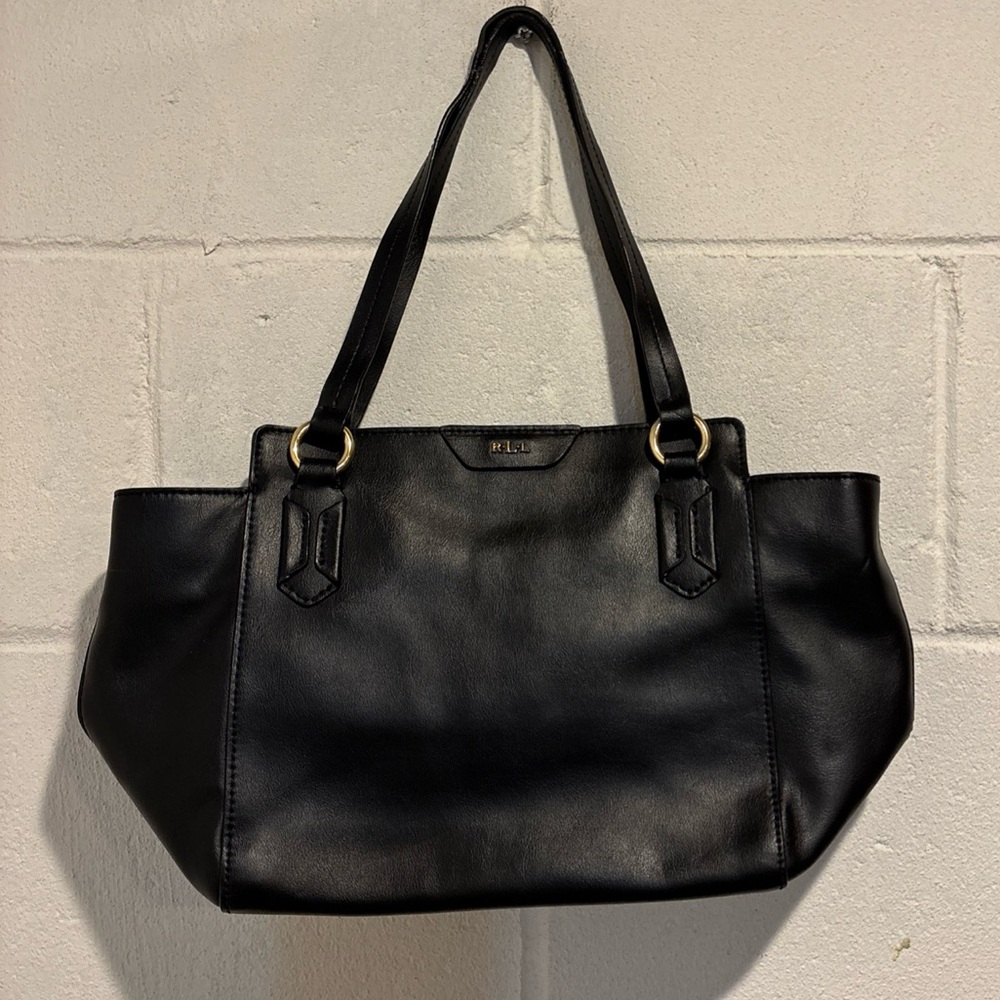 Lauren Ralph Lauren satchel shoulder bag black leather purse
